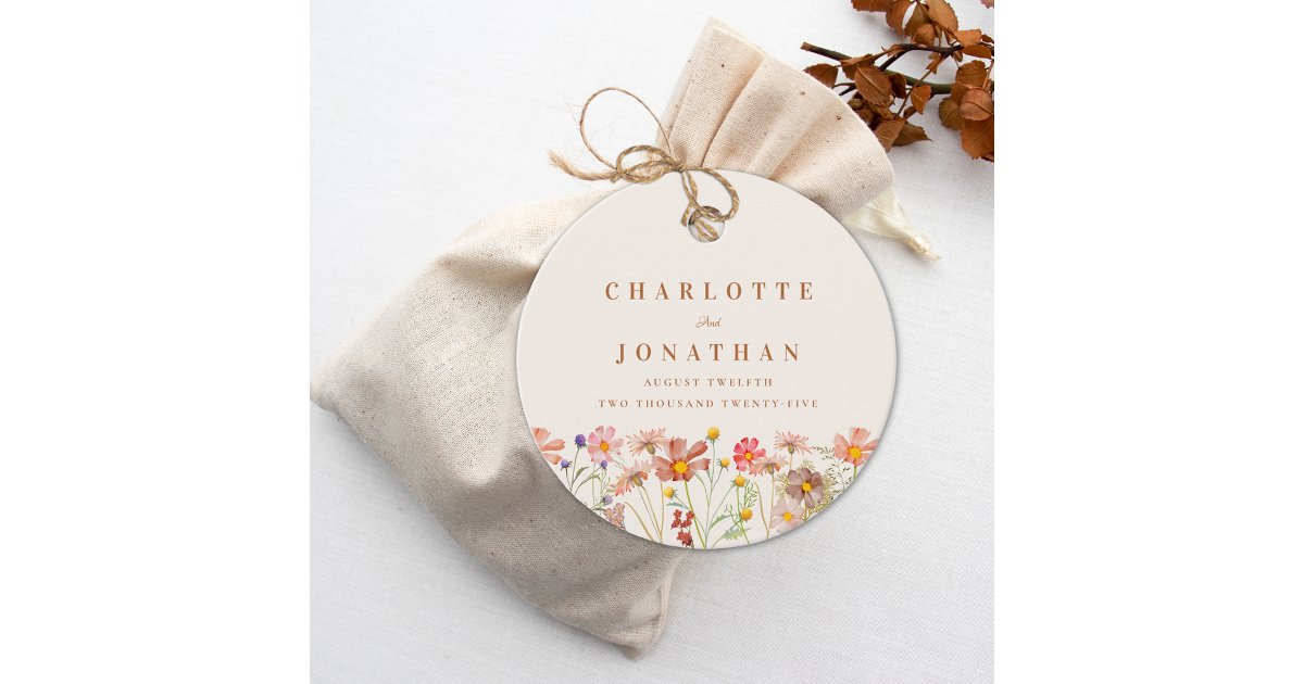 Boho Fall Floral Wedding Thank You Favor Tags | Zazzle
