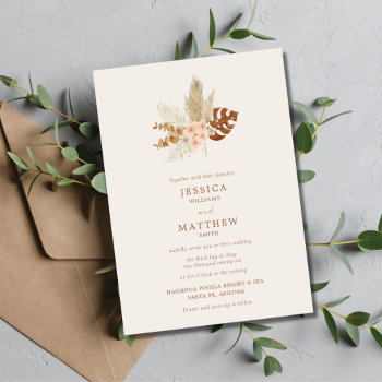 Boho Fall Flowers Rustic Outdoor Wedding Invitation by stylelily at Zazzle