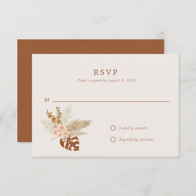 Boho Fall Flowers Rustic Outdoor Wedding  RSVP Card (Front/Back)