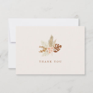 Boho Fall Flowers Rustic Outdoor Wedding Thank You Card