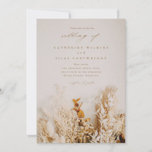 Boho fall flowers wedding invitation