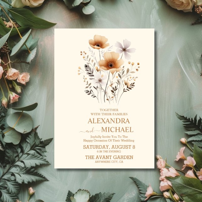 Boho Fall Flowers Wedding Invitation (Creator Uploaded)
