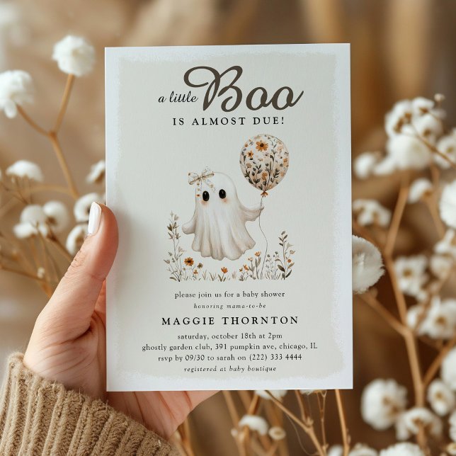 Boho Fall Ghost Floral Halloween Baby Shower  Invitation (Creator Uploaded)