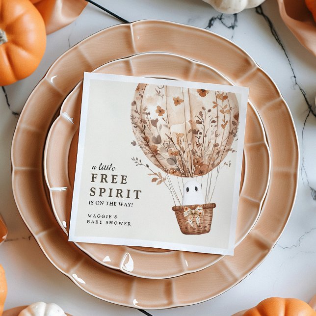 Boho Fall Ghost Wildflower Halloween Baby Shower Napkins (Creator Uploaded)