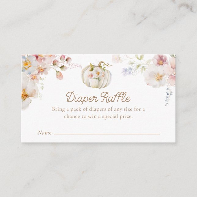 Boho Fall Girl Baby Shower Diaper Raffle Enclosure Card