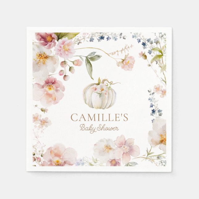 Boho Fall Girl Baby Shower Napkins (Front)