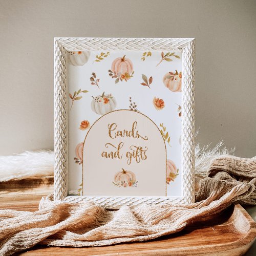 Boho fall gold floral pumpkin cards and gifts poster