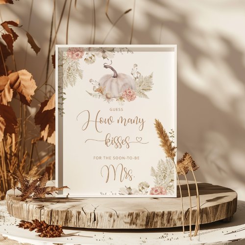 Boho Fall guess how many kisses bridal shower Poster