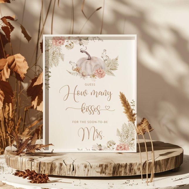 Boho Fall guess how many kisses bridal shower Poster (Creator Uploaded)