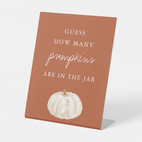 Boho Fall Guess How Many Pumpkins Baby Shower Pedestal Sign