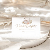 Boho fall pumpkin diaper raffle ticket enclosure card