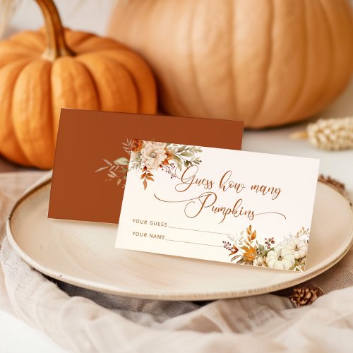 Boho fall guess how many pumpkins enclosure card