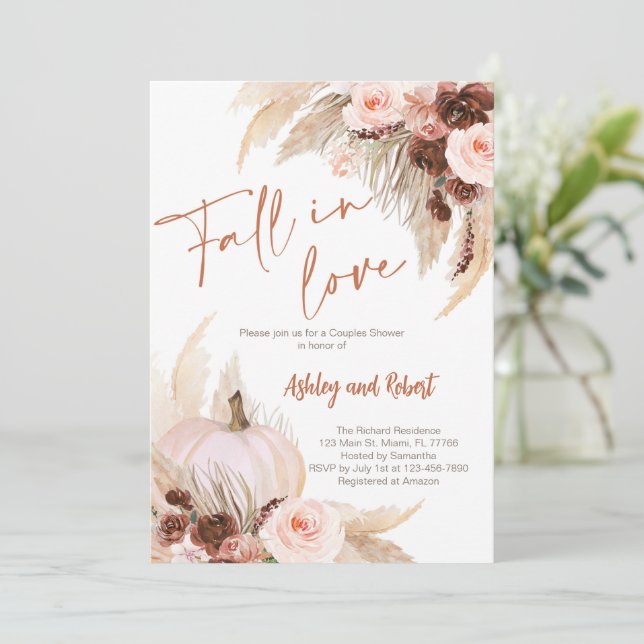 Boho Fall in Love Bridal Shower Invitation (Standing Front)
