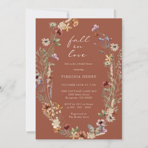 Boho Fall In Love Bridal Shower Invitation