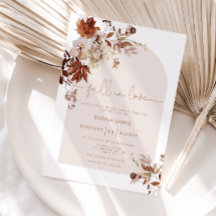 Boho Fall in love bridal shower invitation