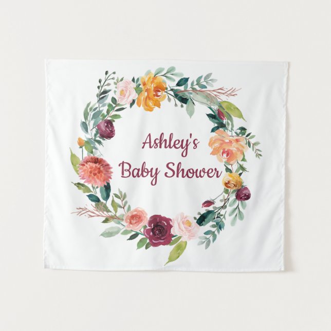 Boho Fall in Love Chic Autumn Baby Shower Backdrop (Front (Horizontal))