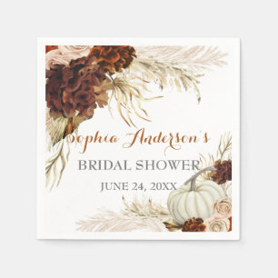 Boho Fall In Love Flora Burnt Orange Bridal Shower Napkins