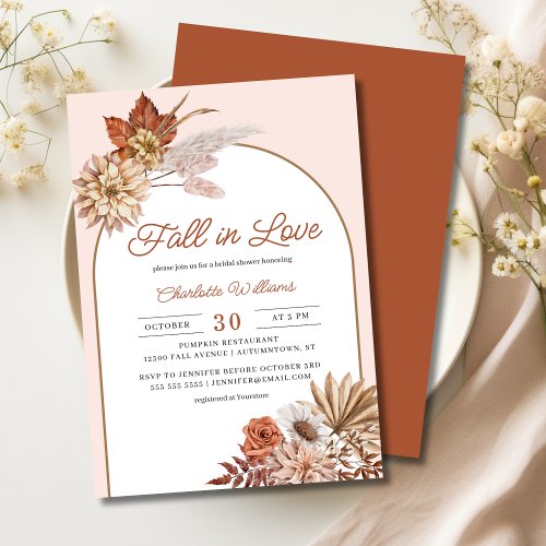 Boho Fall in Love Floral Bridal Shower Invitation