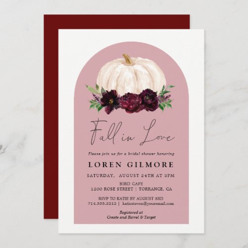 Boho Fall In Love Floral Pumpkin Bridal Shower Inv Invitation