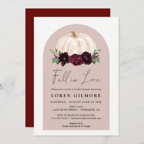 Boho Fall In Love Floral Pumpkin Bridal Shower Inv Invitation