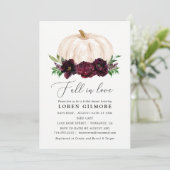 Boho Fall In Love Floral Pumpkin Bridal Shower Invitation (Standing Front)