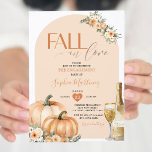 Boho Fall In Love Floral Pumpkin Engagement Party Invitation