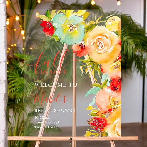 Boho Fall in love floral welcome bridal shower Acrylic Sign