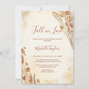Boho Fall in Love Sephia Bridal Shower Invitation