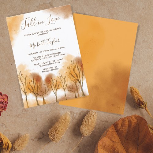 Boho Fall in Love Trees Botanical Watercolor Invitation