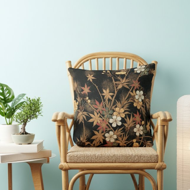 Boho Fall Japanese Throw Pillow (Creator Uploaded)