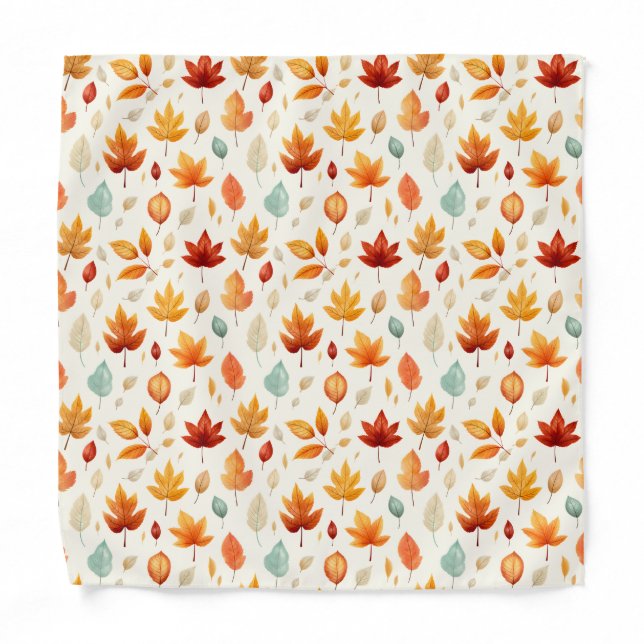 Boho Fall Leave Pattern Autumn's Beauty with Style Bandana (Front)