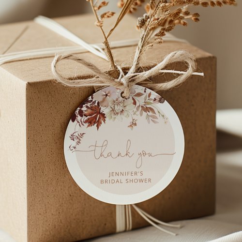 Boho fall leaves bridal shower favor tag