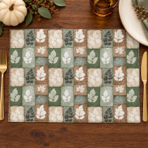 Boho Fall Leaves Sage Earthy Brown Pattern