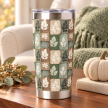 Boho Fall Leaves Sage Earthy Brown Pattern