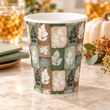 Boho Fall Leaves Sage Earthy Brown Pattern