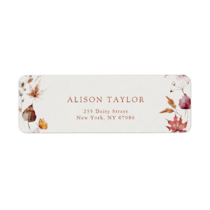 Boho Fall Leaves Terracotta Bridal Shower Address Label