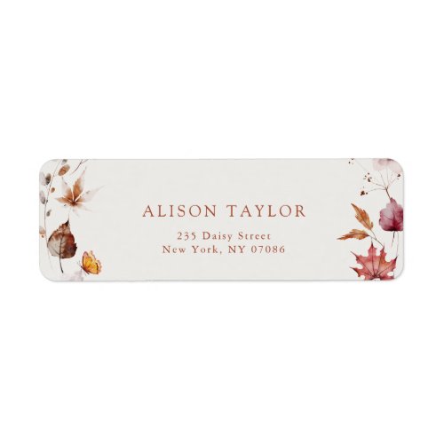 Boho Fall Leaves Terracotta Bridal Shower Address Label