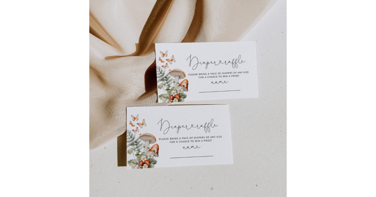 Boho fall little mushroom diaper raffle ticket enclosure card | Zazzle