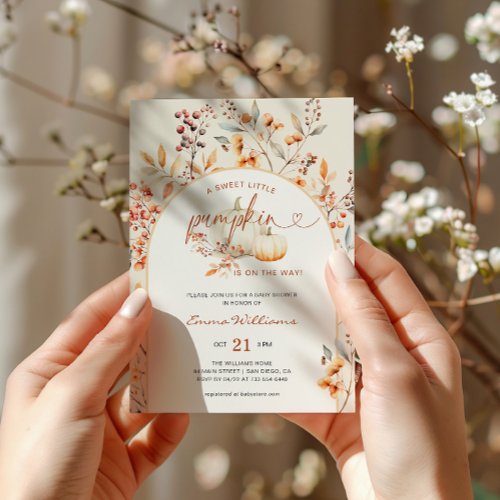 Boho Fall Little Pumpkin Baby Shower Arch Invitation