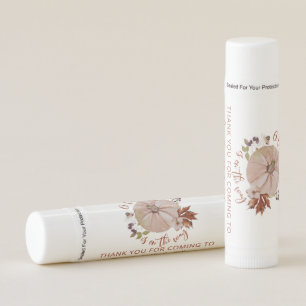 Boho fall little pumpkin baby shower favors lip balm