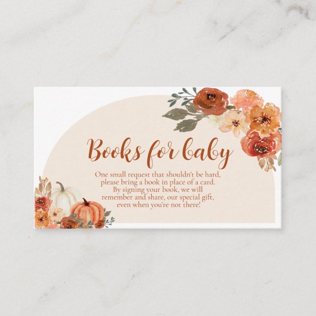 Boho Fall Little Pumpkin Books for Baby Shower Enclosure Card (Front)
