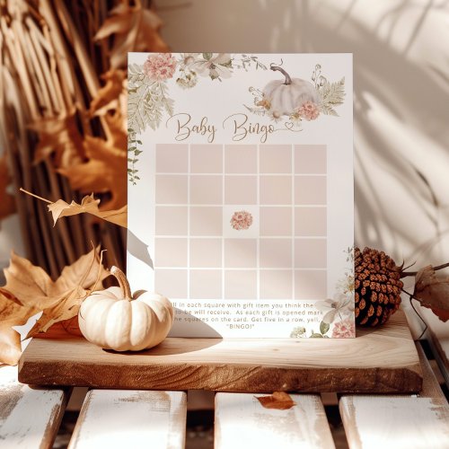 Boho fall Little pumpkin floral baby bingo game