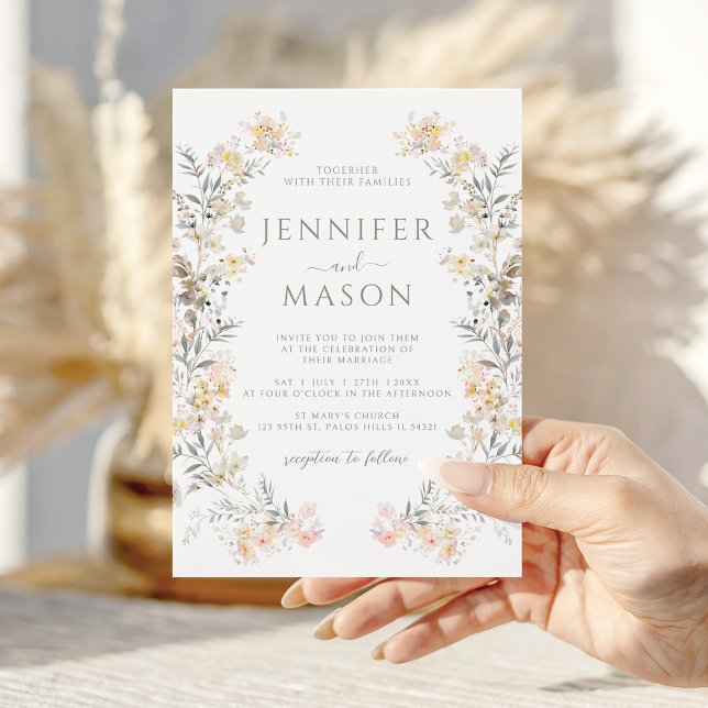 Boho Fall Meadow Floral Wreath Wedding Invitation (Creator Uploaded)