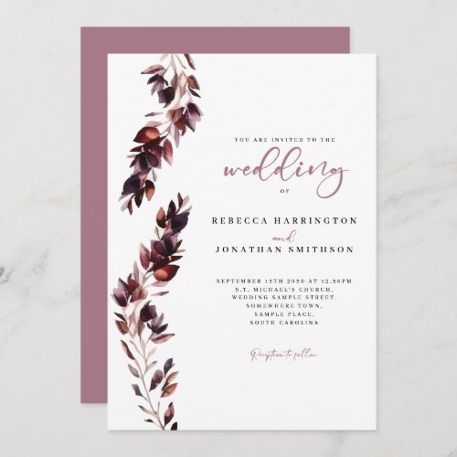 Boho Fall Minimal Foliage Wedding Invitation