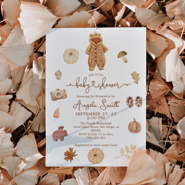 Boho Fall Minimalist Modern Neutral Baby Shower Invitation (Creator Uploaded)