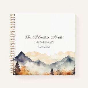 Boho Fall Mountain Watercolor Wedding Guest Notebook