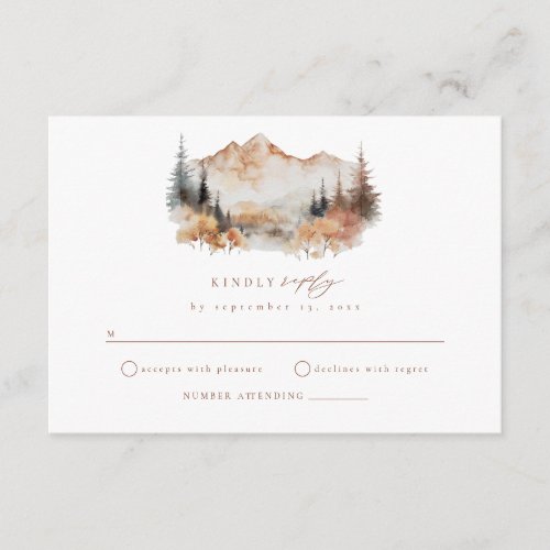 Boho Fall Mountain Wedding RSVP Enclosure Card