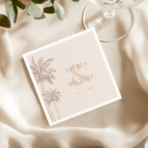 Boho Fall Palm Trees Ampersand Beach Wedding Napkins