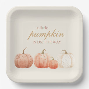 Boho Fall Polka Dot Pumpkins Baby Shower Paper Plates