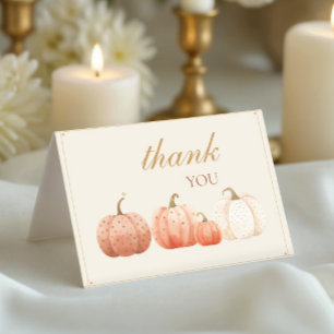 Boho Fall Polka Dot Pumpkins Baby Shower Thank You Card